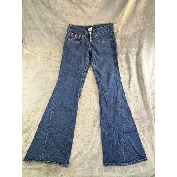True Religion women's pant size 31 Joey blue Denim flare jeans - Picture 1 of 16